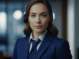 AI generated Business Woman In Indigo Suit photo