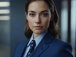 AI generated Business Woman In Indigo Suit photo