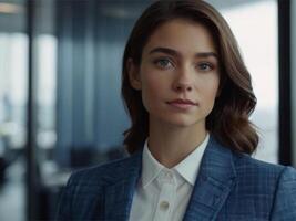 AI generated Business Woman In Indigo Suit photo