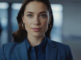 AI generated Business Woman In Indigo Suit photo