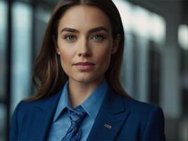 AI generated Business Woman In Indigo Suit photo