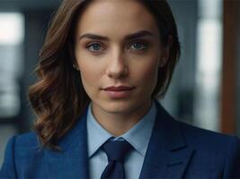 AI generated Business Woman In Indigo Suit photo