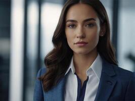 AI generated Business Woman In Indigo Suit photo