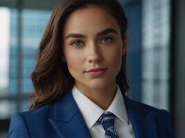 AI generated Business Woman In Indigo Suit photo