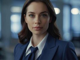 AI generated Business Woman In Indigo Suit photo