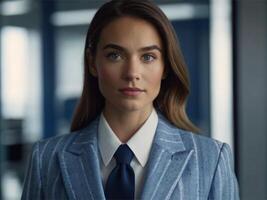 AI generated Business Woman In Indigo Suit photo