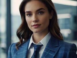 AI generated Business Woman In Indigo Suit photo