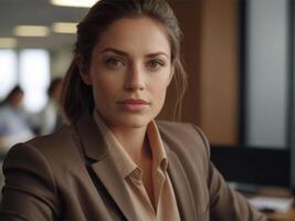 AI generated Business Woman in Brown Suit photo