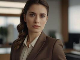 AI generated Business Woman in Brown Suit photo