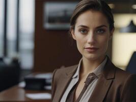 AI generated Business Woman in Brown Suit photo