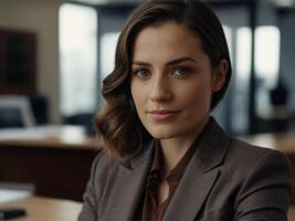 AI generated Business Woman in Brown Suit photo