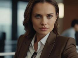 AI generated Business Woman in Brown Suit photo