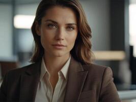 AI generated Business Woman in Brown Suit photo