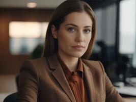 AI generated Business Woman in Brown Suit photo