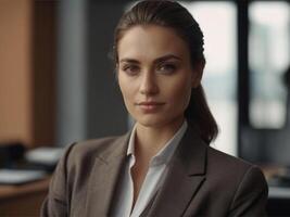 AI generated Business Woman in Brown Suit photo