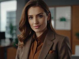 AI generated Business Woman in Brown Suit photo