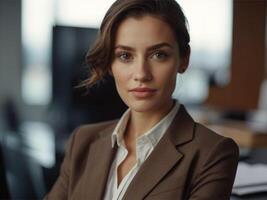 AI generated Business Woman in Brown Suit photo