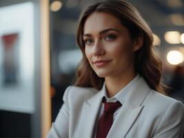 AI generated Business Woman in Whitish Brown Suit photo