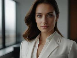 AI generated Business Woman in Whitish Brown Suit photo