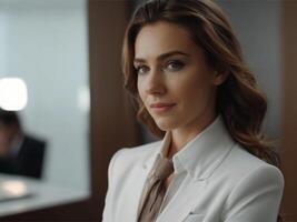 AI generated Business Woman in Whitish Brown Suit photo