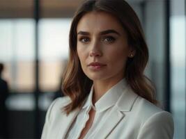 AI generated Business Woman in Whitish Brown Suit photo