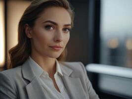 AI generated Business Woman in Whitish Brown Suit photo