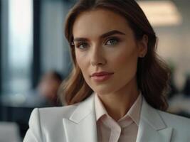 AI generated Business Woman in Whitish Brown Suit photo