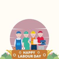 happy labour day with a grup of people of different surgeon engineer postman mechanic concept illustration template vector flat