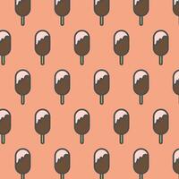 Seamless pattern with Ice cream isolated on red background vector