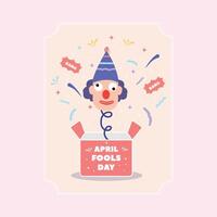 happy april fools day illustration clown concept surprise and comedy fun vector template poster background