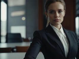 AI generated Energetic Business  Woman in Black Suit photo