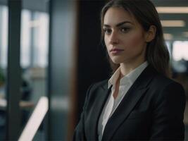 AI generated Energetic Business  Woman in Black Suit photo