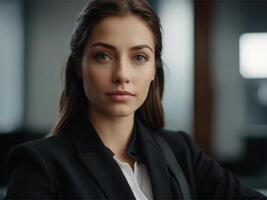 AI generated Energetic Business  Woman in Black Suit photo