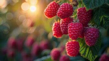 AI generated Abundance of Raspberries on a Bush photo