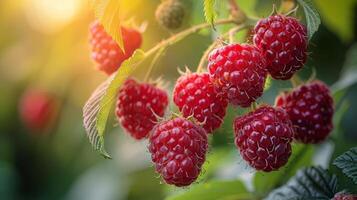 AI generated Abundance of Raspberries on a Bush photo