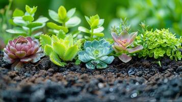 AI generated Assorted Plants Growing in Soil photo