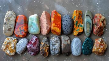 AI generated Rocks Arranged on Table photo