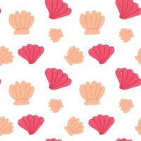 Hand drawn seamless pattern with shells. vector