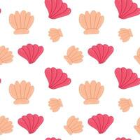 Hand drawn seamless pattern with shells. vector