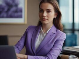 AI generated Business Woman in Lavender Suit photo