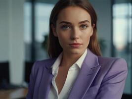 AI generated Business Woman in Lavender Suit photo