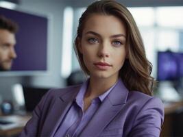 AI generated Business Woman in Lavender Suit photo