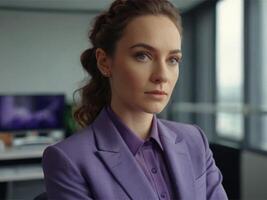 AI generated Business Woman in Lavender Suit photo