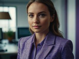 AI generated Business Woman in Lavender Suit photo