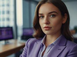 AI generated Business Woman in Lavender Suit photo