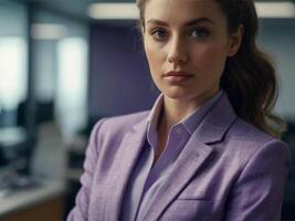 AI generated Business Woman in Lavender Suit photo