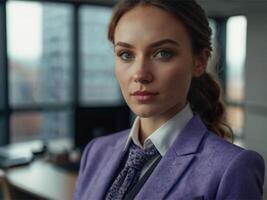 AI generated Business Woman in Lavender Suit photo