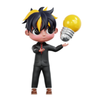 3d Cute Businessman Get an Idea png