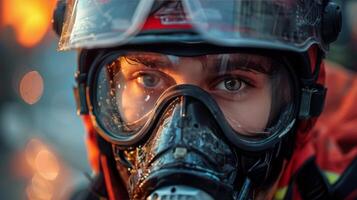 AI generated Man Wearing Gas Mask and Goggles photo