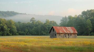 AI generated Barn in a Field With Trees photo